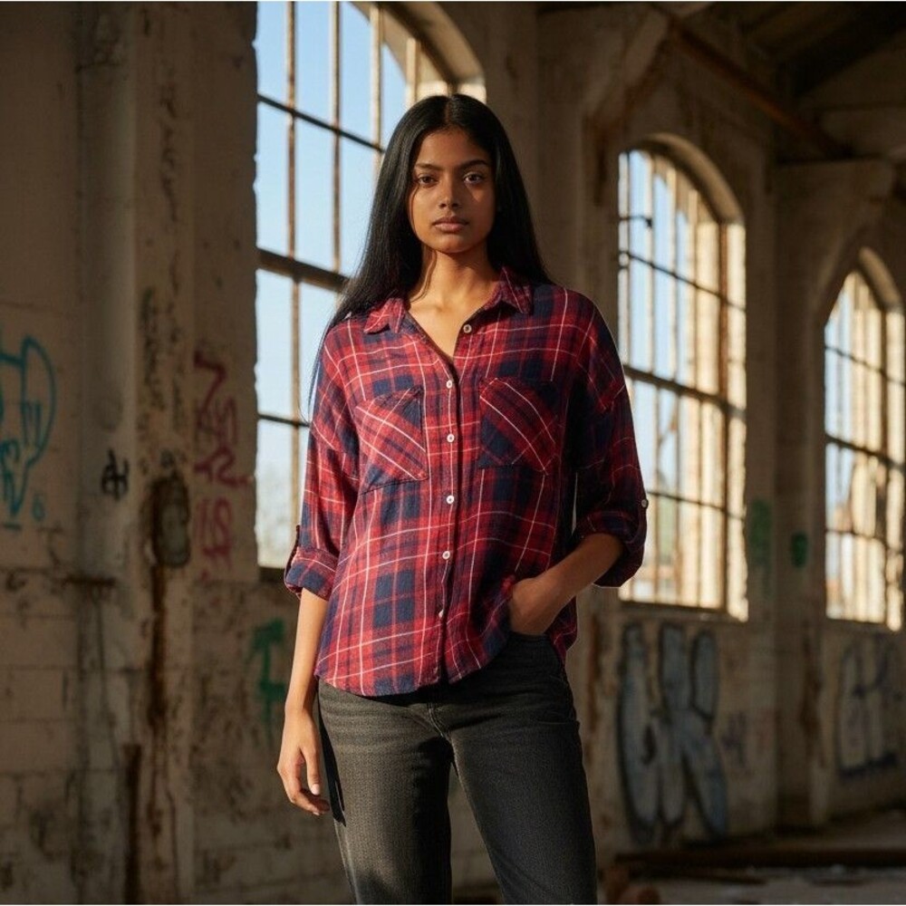 Vintage Y2K Charlotte Russe Women's Plaid Flannel Medium Indiesleeze 90s Grunge
